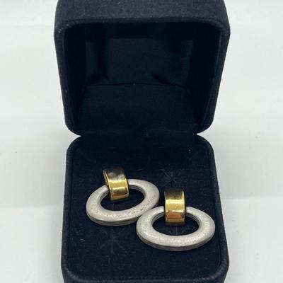 LOT 195: Sarah Coventry Door Knocker Style Pierced Earrings (Missing One Back)