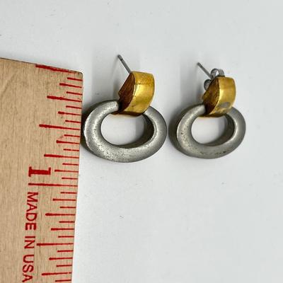 LOT 195: Sarah Coventry Door Knocker Style Pierced Earrings (Missing One Back)
