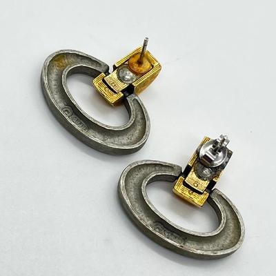 LOT 195: Sarah Coventry Door Knocker Style Pierced Earrings (Missing One Back)