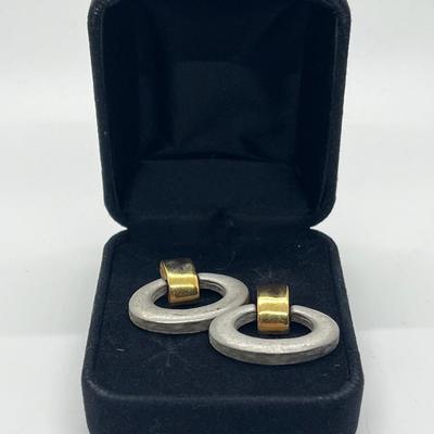 LOT 195: Sarah Coventry Door Knocker Style Pierced Earrings (Missing One Back)
