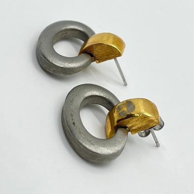 LOT 195: Sarah Coventry Door Knocker Style Pierced Earrings (Missing One Back)