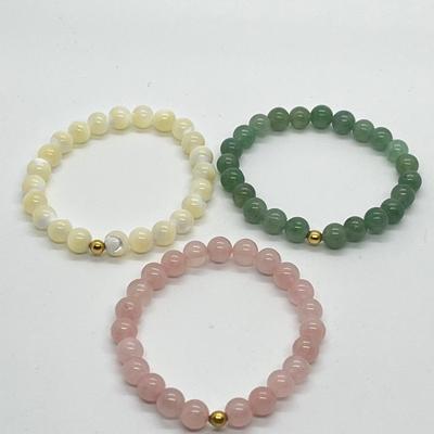 LOT 197: Lee Sands Set of Three Stretch Beaded Bracelets