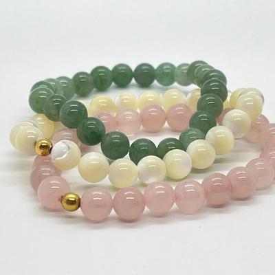 LOT 197: Lee Sands Set of Three Stretch Beaded Bracelets