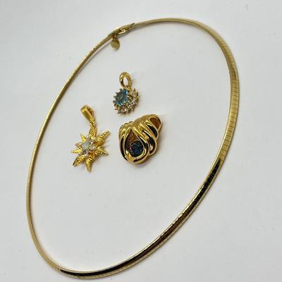LOT 197: Nolan Miller Omega 18" Necklace with Slide Pendant Trio