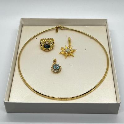 LOT 197: Nolan Miller Omega 18" Necklace with Slide Pendant Trio