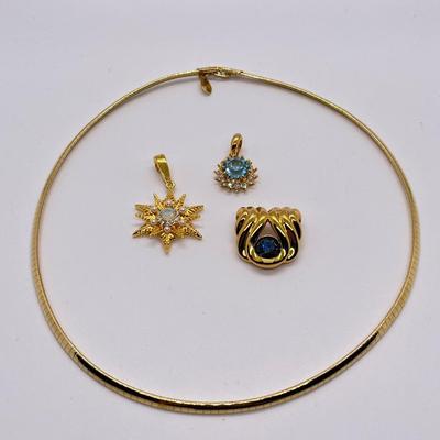 LOT 197: Nolan Miller Omega 18" Necklace with Slide Pendant Trio