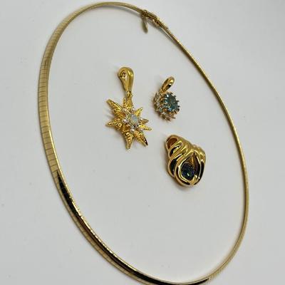 LOT 197: Nolan Miller Omega 18" Necklace with Slide Pendant Trio