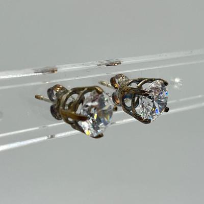 LOT 198: Diamonique CZ Sterling Silver Stud Earrings