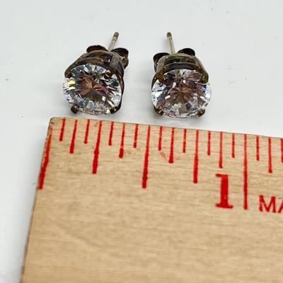 LOT 198: Diamonique CZ Sterling Silver Stud Earrings