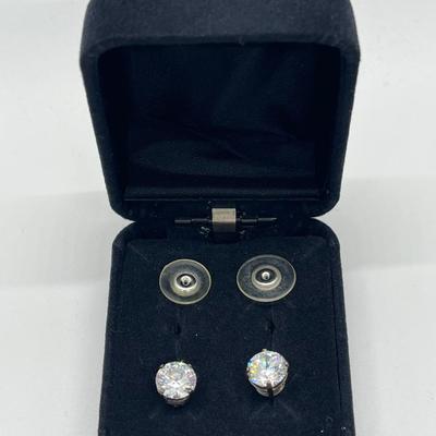 LOT 198: Diamonique CZ Sterling Silver Stud Earrings