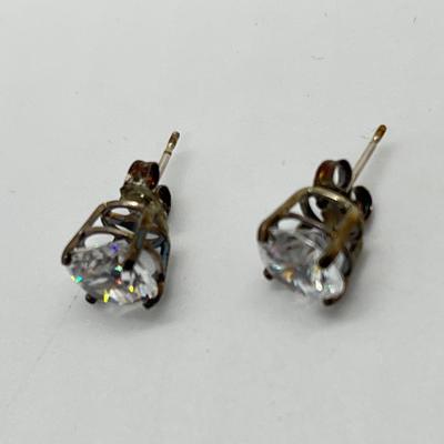 LOT 198: Diamonique CZ Sterling Silver Stud Earrings