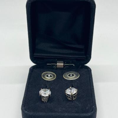 LOT 198: Diamonique CZ Sterling Silver Stud Earrings
