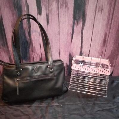 LOT 31  SIMPLY VERA LEATHER PURSE AND METAL BASKET