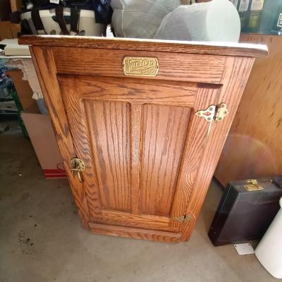 LOT 34 WOODEN  VINTAGE FRIDGE