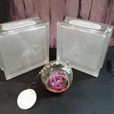 LOT 45  TWO GLASS WINDOW BLOCKS REPURPOSED AS COIN BANKS