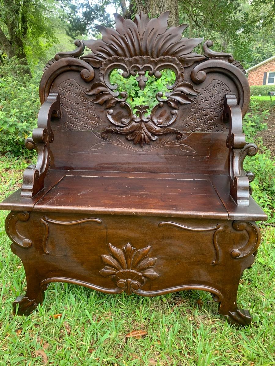 Stunning, antique, dark mahogany, ornate, tropical West Indies style