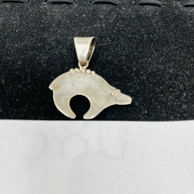 Calvin Begay Bear Pendant Onyx & Opal