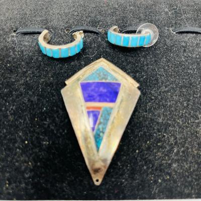 Ray Tracey Knifewing Pendant & Turquoise earrings