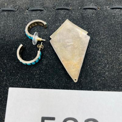 Ray Tracey Knifewing Pendant & Turquoise earrings