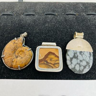 Lot of 3 Sterling silver and semi-precious stones