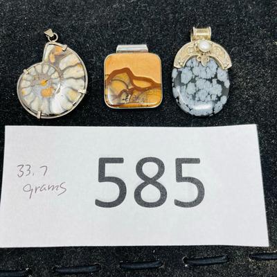 Lot of 3 Sterling silver and semi-precious stones