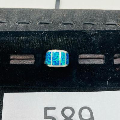 Modern Cigar Band Ring Blue Opal