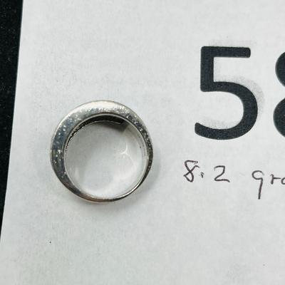 Modern Cigar Band Ring Blue Opal