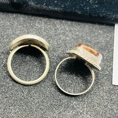 Lot of 2 Rings Buffalo Nickel & Fire Opal