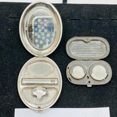 Lot of 2 Silver Plate Coin Purse Compacts