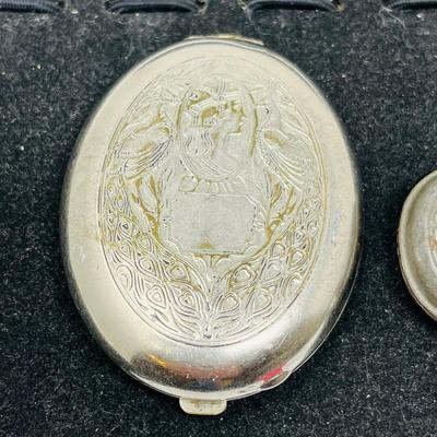 Lot of 2 Silver Plate Coin Purse Compacts