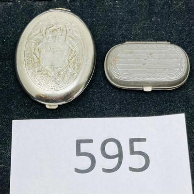 Lot of 2 Silver Plate Coin Purse Compacts