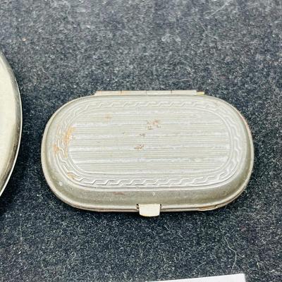 Lot of 2 Silver Plate Coin Purse Compacts