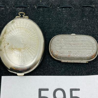 Lot of 2 Silver Plate Coin Purse Compacts