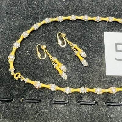 MCM Rhinestone Neckace w/ Dangle Earrings