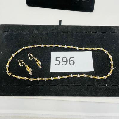 MCM Rhinestone Neckace w/ Dangle Earrings