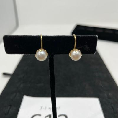 Pearl Screw Back Earrings 14K