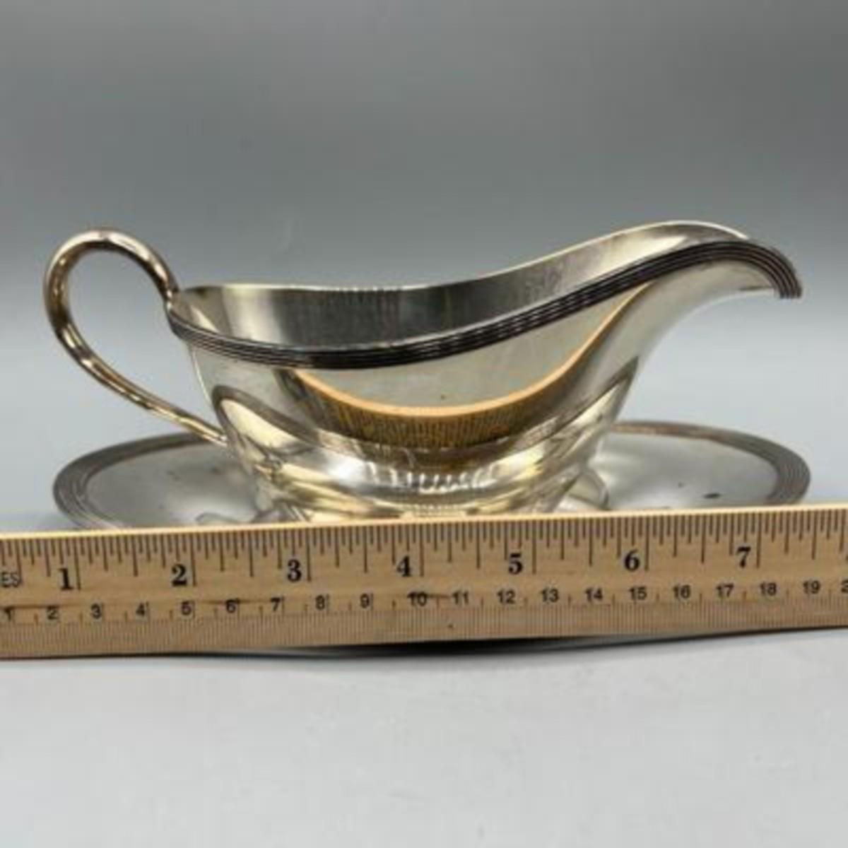 Vintage Silver Plate K.S EPNS Gravy Boat with Saucer Kitchenware