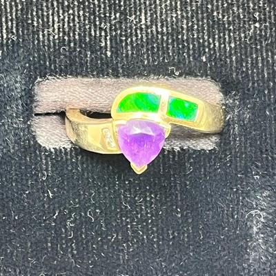 Amethyst & Green opal Ring