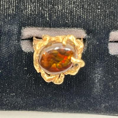 Contemporary Design Fire Agate 14K Gold Ring