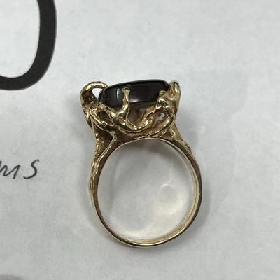 Contemporary Design Fire Agate 14K Gold Ring