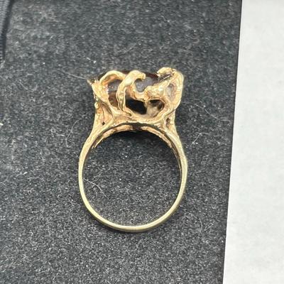 Contemporary Design Fire Agate 14K Gold Ring