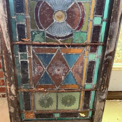 Vintage / antique stain glass  church window with frame