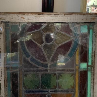 Vintage / antique stain glass  church window with frame