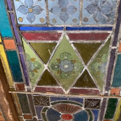 Vintage / antique stain glass  church window with frame