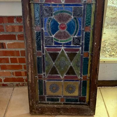 Vintage / antique stain glass  church window with frame