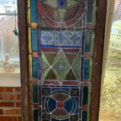 Very Nice old Stain glass window with frame from old church - salvaged