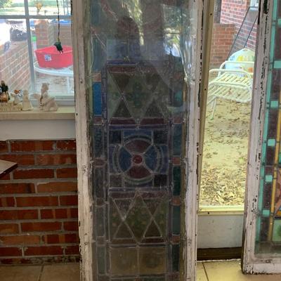Very Nice old Stain glass window with frame from old church - salvaged