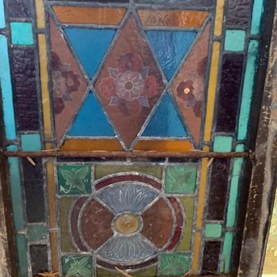 Very Nice old Stain glass window with frame from old church - salvaged