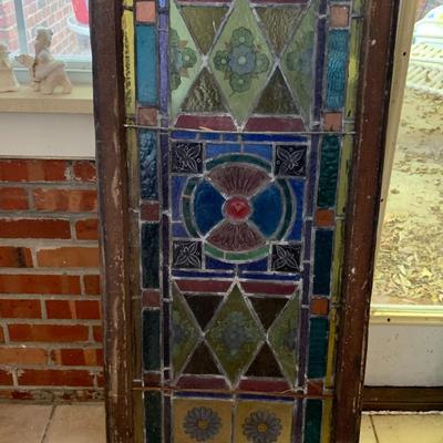 Very Nice old Stain glass window with frame from old church - salvaged