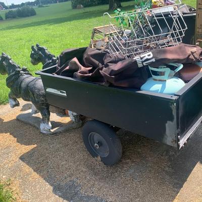 Vintage Concrete horses with Craftman trailer